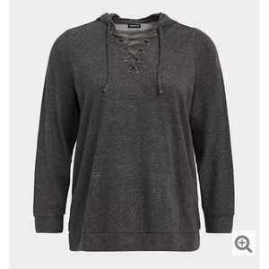 Grey Criss Cross Hooded Sweatshirt